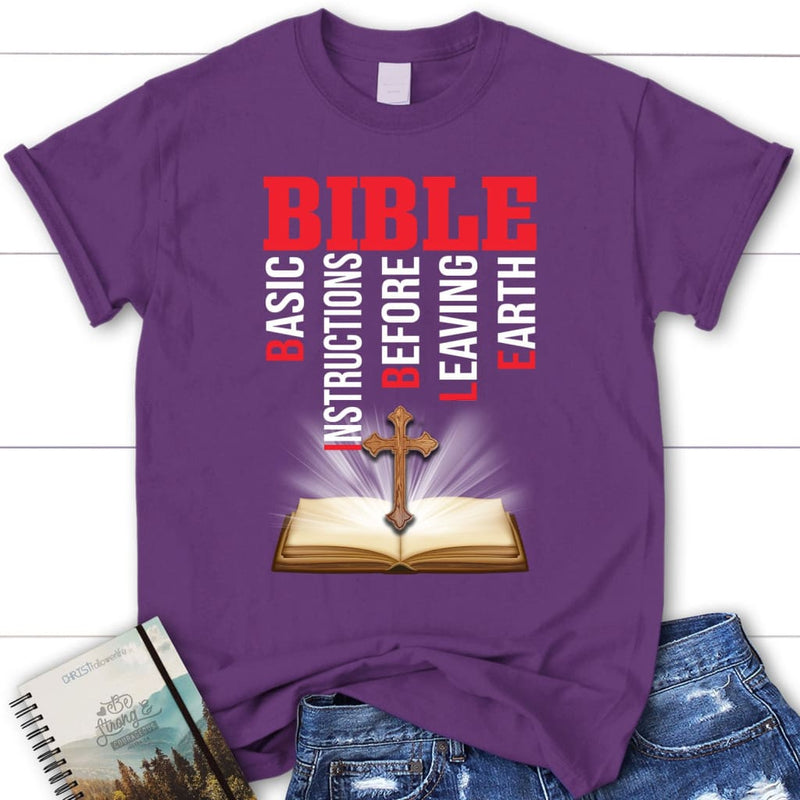 Bible Basic Instructions Before Leaving Earth Womens Christian T-shirt ...