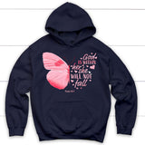 Bible verse hoodies: God is within her she will not fall butterfly Christian hoodie Navy / S