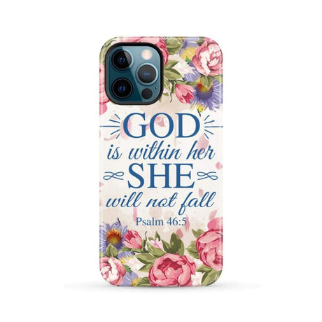 Bible verse phone cases: Psalm 46:5 God is within her she will not fall case iPhone 12 Pro Max / Tough