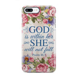 Bible verse phone cases: Psalm 46:5 God is within her she will not fall case iPhone 8 Plus / Tough