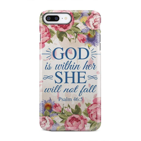 Bible verse phone cases: Psalm 46:5 God is within her she will not fall case iPhone 8 Plus / Tough