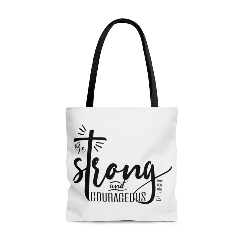 Bible verse tote bags: Be strong and courageous Joshua 1:9 Christian tote bag 13 x 13