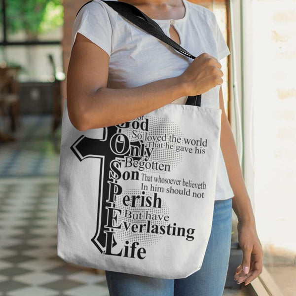 Christian Tote Bag LOVE Bible Tote Bag With Scripture John 