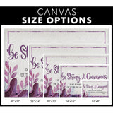 Scripture Wall Art with Joshua 1:9, "Be Strong and Courageous," in a rustic design, perfect Christian decor / canvas size options