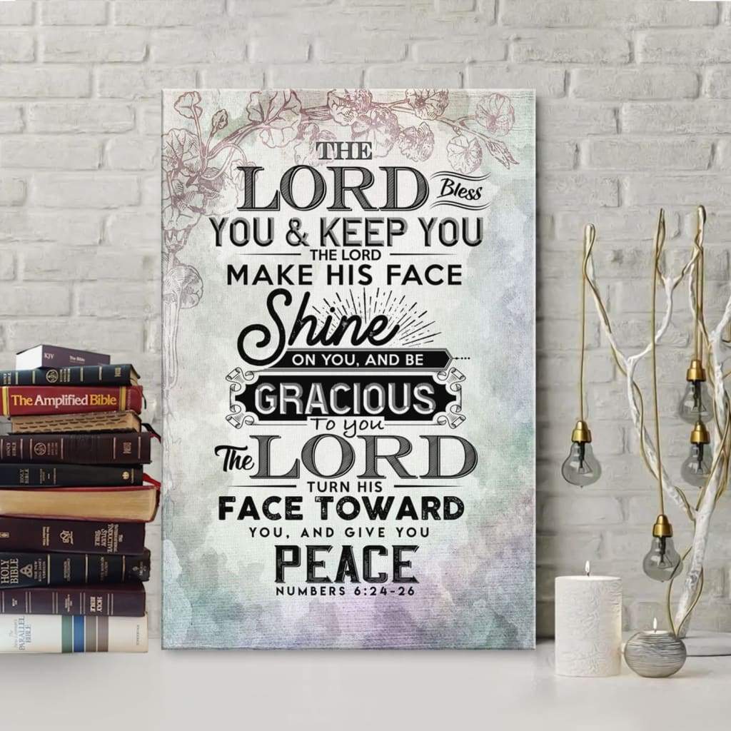 Bible verse wall art featuring Numbers 6:24-26, "The Lord Bless You and Keep You," perfect faith-based home decor.