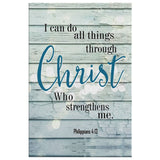 Scripture wall art canvas with Philippians 4:13, "I Can Do All Things Through Christ," perfect for Christian home decor.