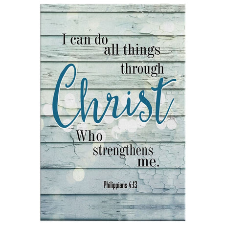 Scripture wall art canvas with Philippians 4:13, "I Can Do All Things Through Christ," perfect for Christian home decor.