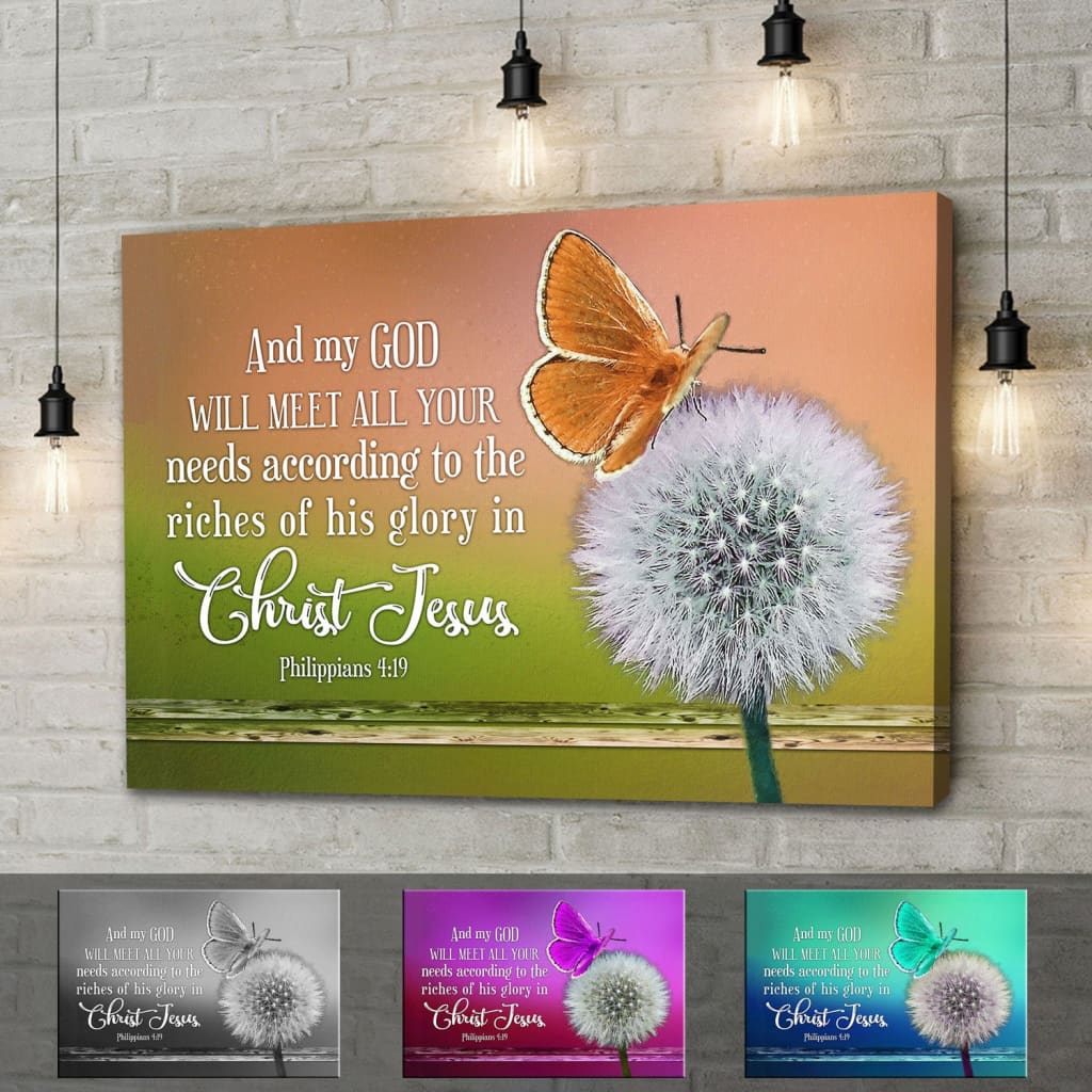 Bible verse wall art: Philippians 4:19 My God shall supply all your need canvas print