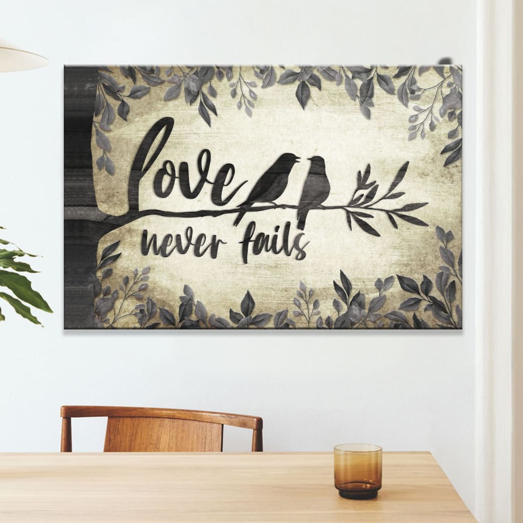 Our Love Never Fails Banner Heart Couple Relationship Marriage Wall Decals  for Walls Peel and Stick wall art murals Black Small 8 Inch 