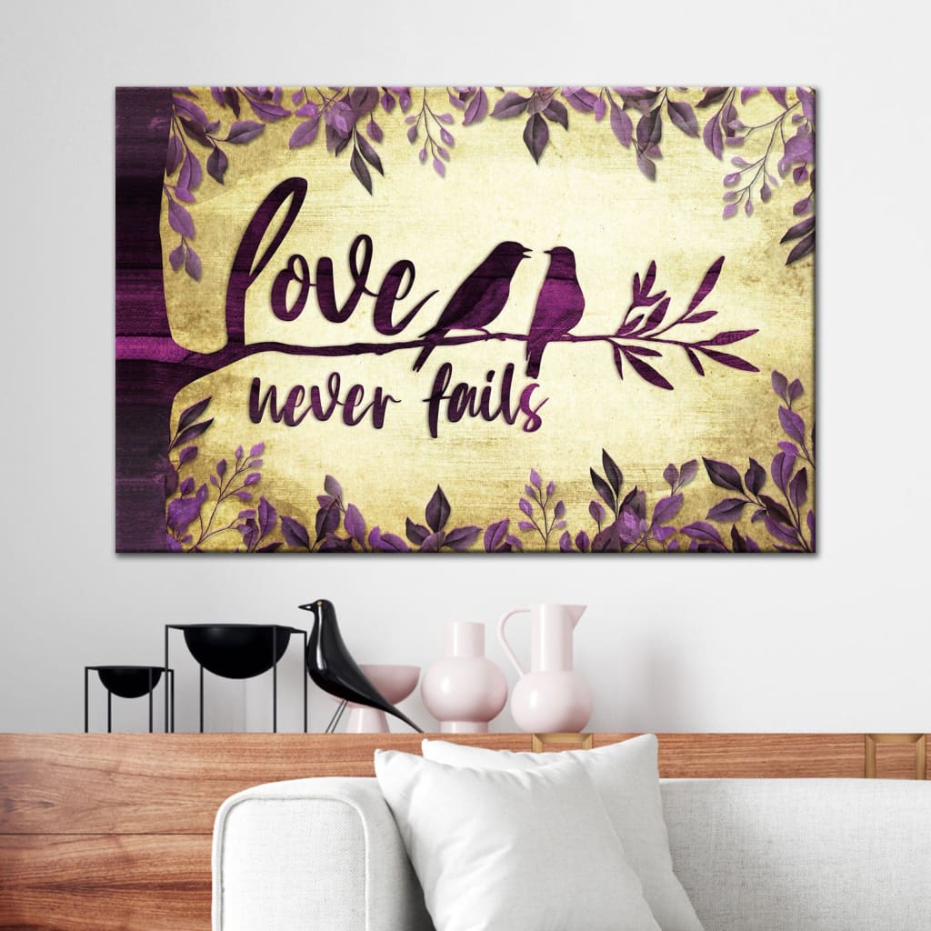 Our Love Never Fails Banner Heart Couple Relationship Marriage Wall Decals  for Walls Peel and Stick wall art murals Black Small 8 Inch 