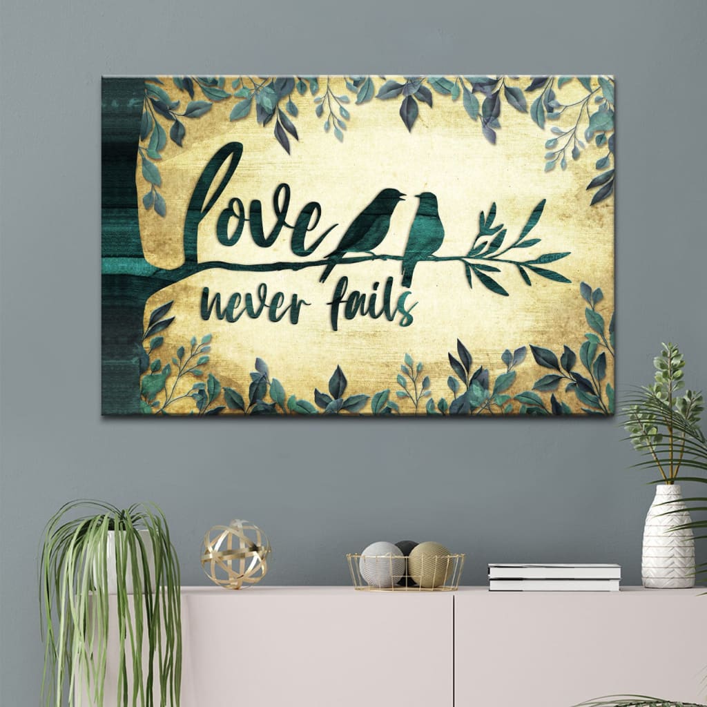 Our Love Never Fails Banner Heart Couple Relationship Marriage Wall Decals  for Walls Peel and Stick wall art murals Black Small 8 Inch 