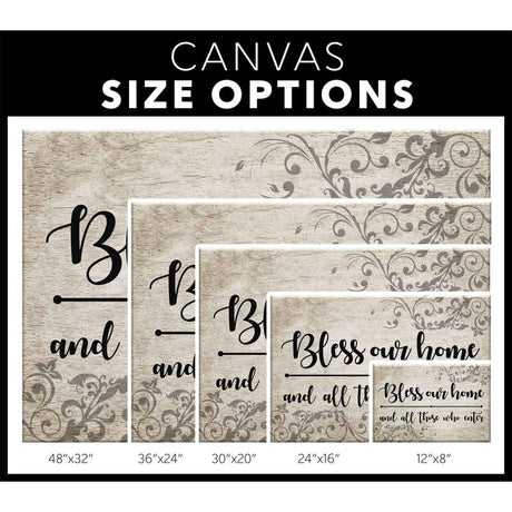 Christian welcome wall decor featuring "Bless our home and all those who enter," perfect for faith-centered homes.