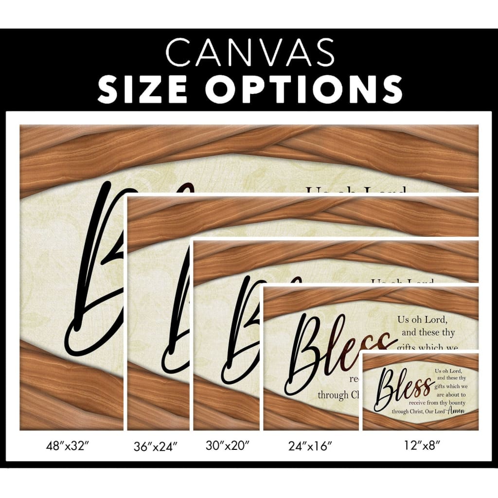 Bless us oh Lord wall art: Grace prayer praying before meals canvas size options