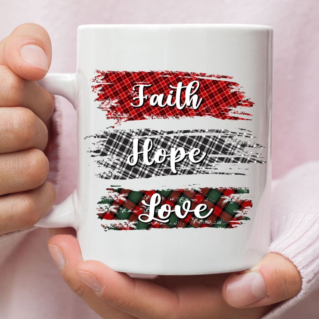 buffalo plaid faith hope love coffee mug 11 oz