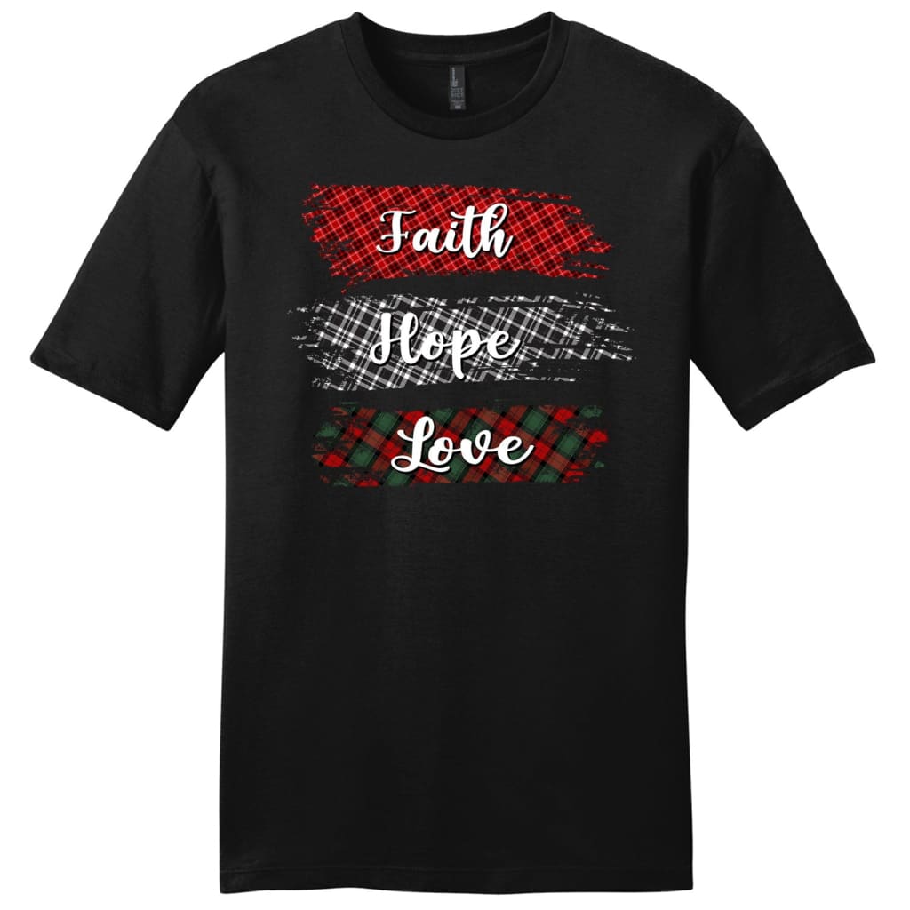 Buffalo plaid Faith hope love Men’s t-shirt Black / S