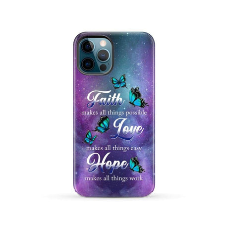 Butterfly faith makes all things possible Christian phone case iPhone 12 Pro / Tough