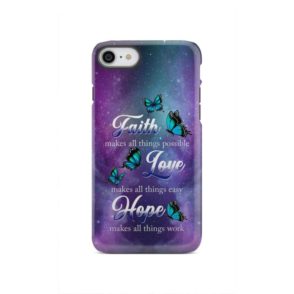 Butterfly faith makes all things possible Christian phone case iPhone SE 2020 / Tough