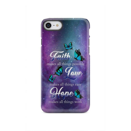 Butterfly faith makes all things possible Christian phone case iPhone SE 2020 / Tough