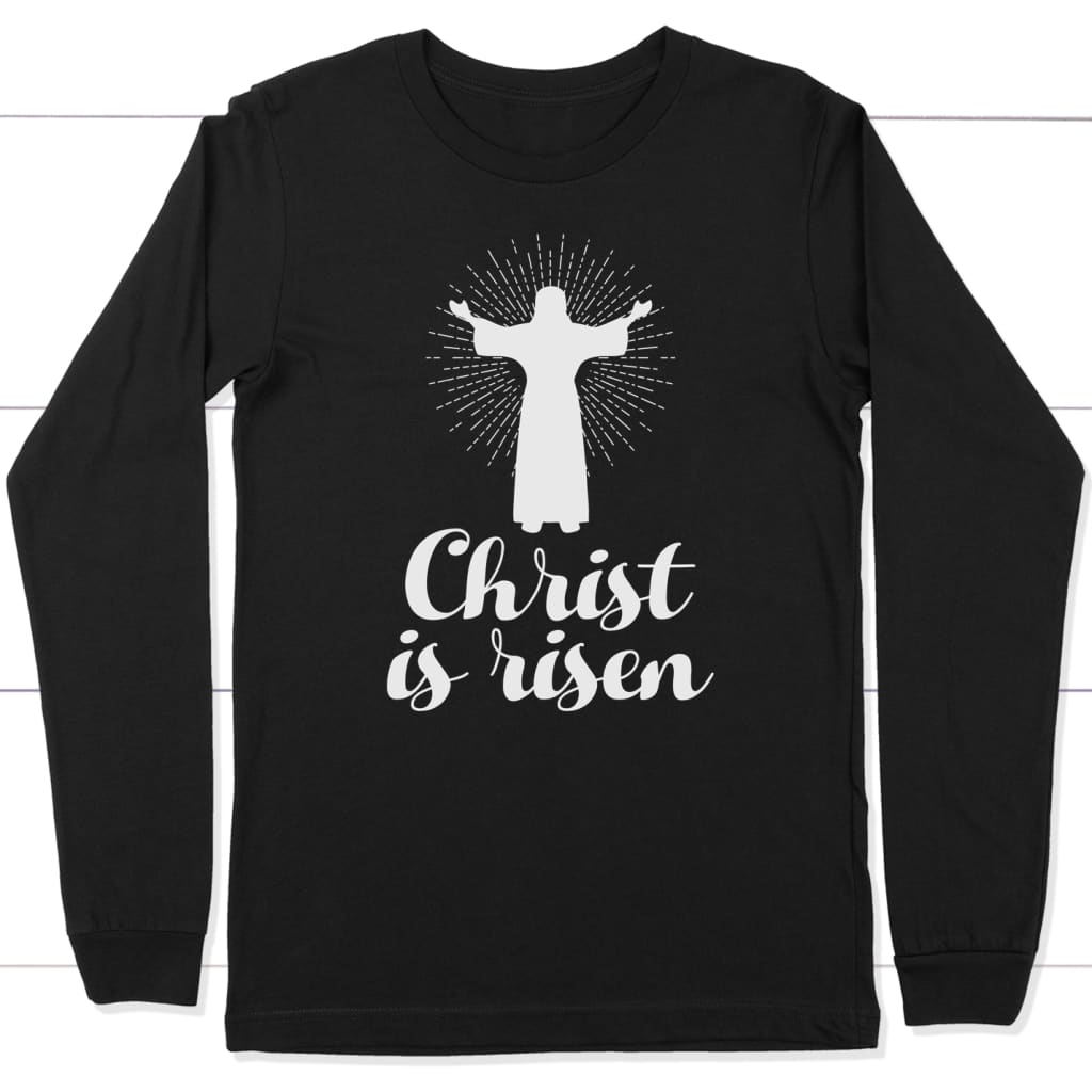 Christ is risen long sleeve shirt Black / S