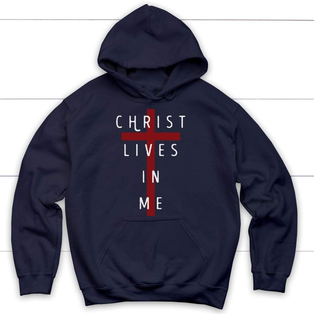 Christ lives in me Christian hoodie Navy / S