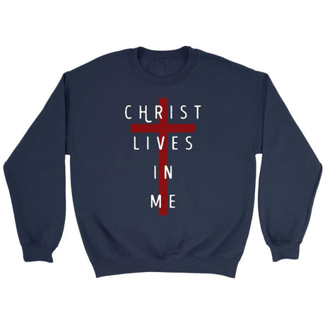 Christ lives in me Christian sweatshirt Navy / S
