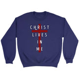 Christ lives in me Christian sweatshirt Purple / S