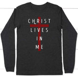 Christ lives in me long sleeve shirt Dark Grey Heather / S