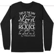 Christian apparel: Psalm 118:24 This is the day that the Lord has made long sleeve t-shirt Black / S