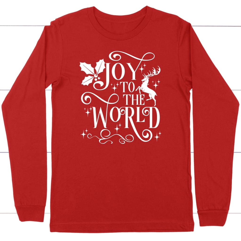 Christian Christmas apparel Joy to the world long sleeve shirt Red / S