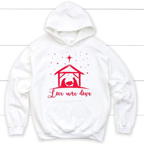 Christian Christmas gifts: Love came down Jesus born Christian hoodie White / S
