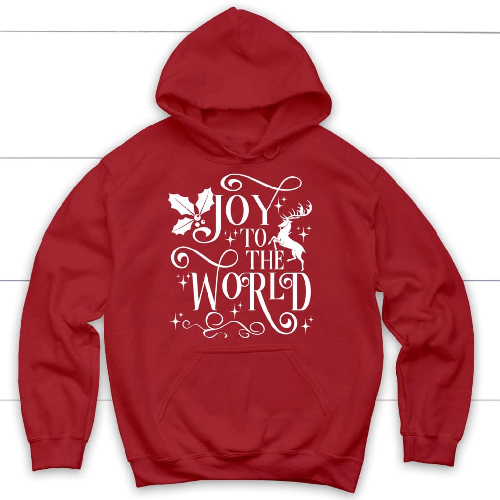 Christian Christmas hoodie Joy to the world hoodie Red / S