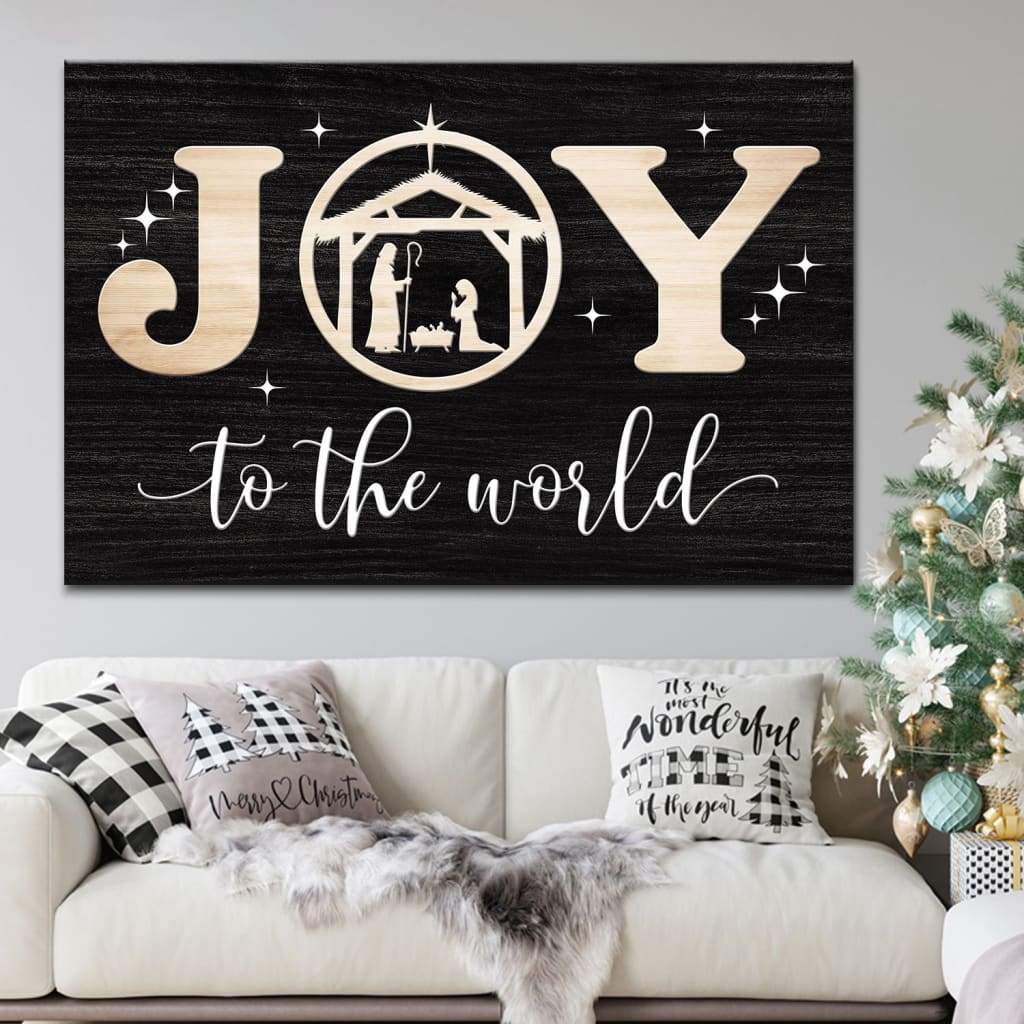 Christian Christmas wall decor: Joy to the world wall art canvas