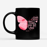 Christian coffee mug God is within her she will not fall butterfly Mug