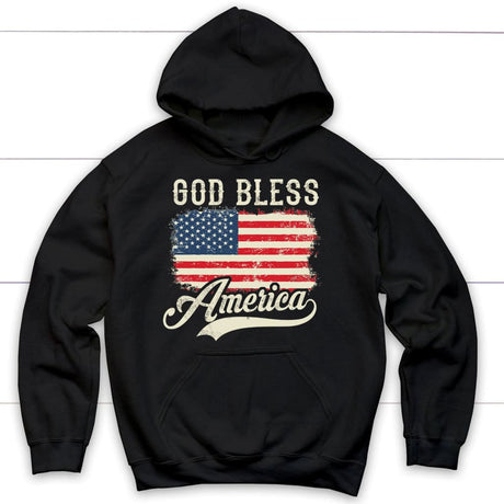 Christian Patriotic hoodies: American flag God bless America hoodie Black / S