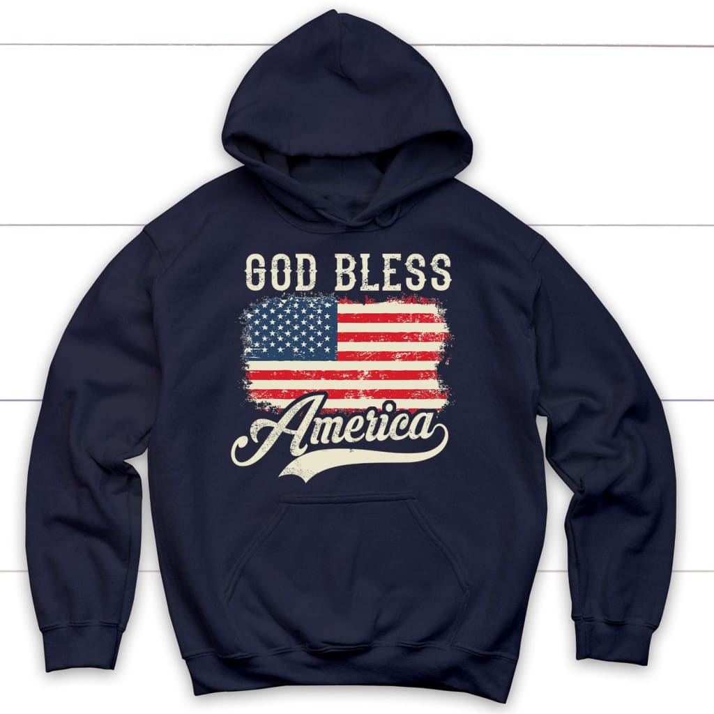 Christian Patriotic hoodies: American flag God bless America hoodie Navy / S