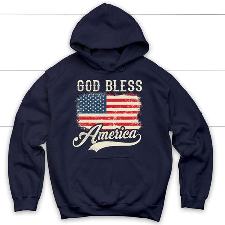 Christian Patriotic hoodies: American flag God bless America hoodie Navy / S