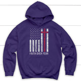 Christian Patriotic hoodies: Faith over fear USA flag hoodie Purple / S