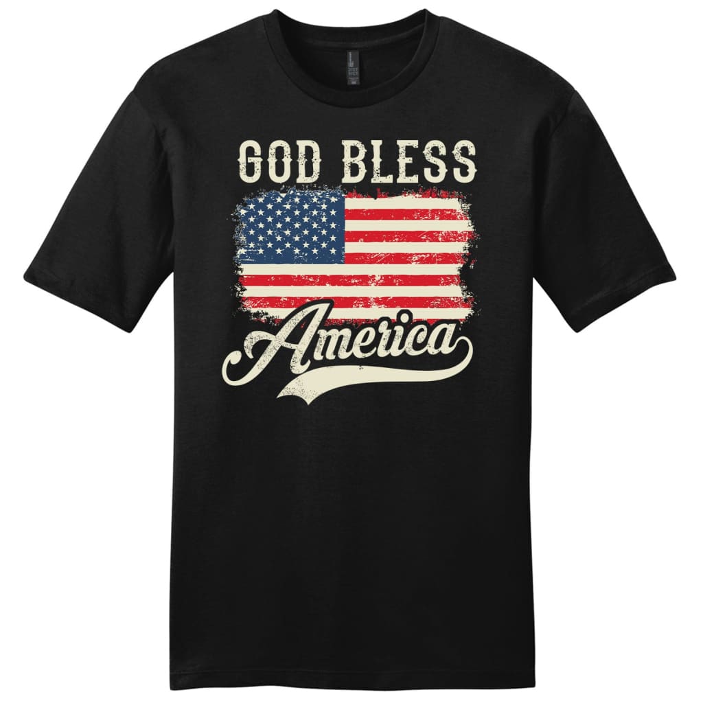 Christian Patriotic Shirts: American flag God bless America men’s Christian t-shirt Black / S