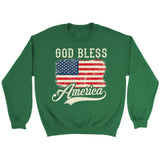 Christian Patriotic sweatshirts: American flag God bless America sweatshirt Irish Green / S