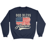 Christian Patriotic sweatshirts: American flag God bless America sweatshirt Navy / S
