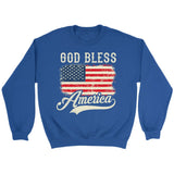 Christian Patriotic sweatshirts: American flag God bless America sweatshirt Royal / S