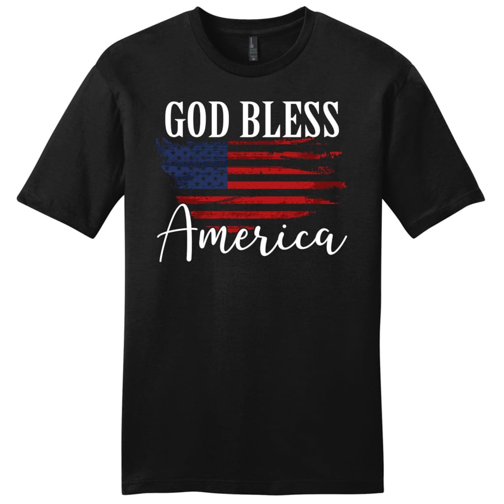 Christian Patriotic t-shirts: God bless America US flag men’s t-shirt Black / S