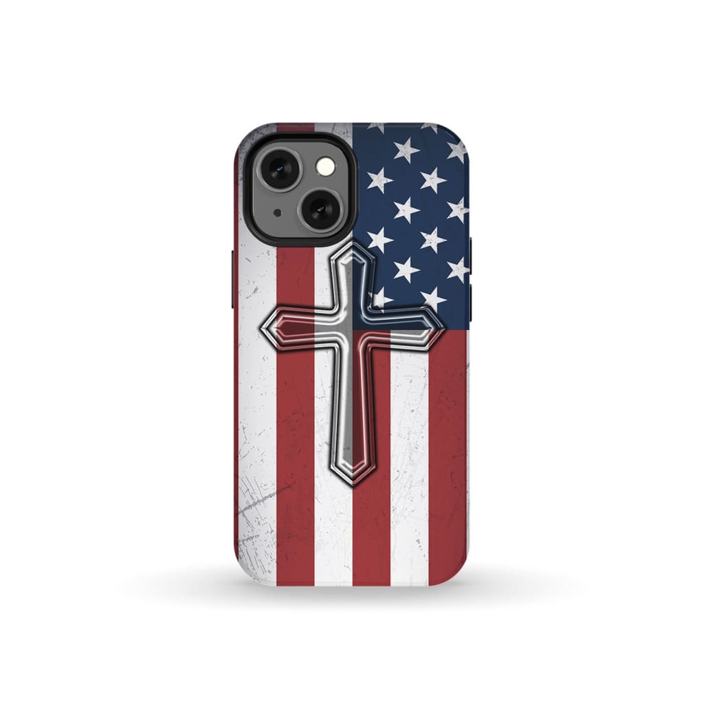 American Flag Cross Phone Case iPhone 13 Mini / Tough