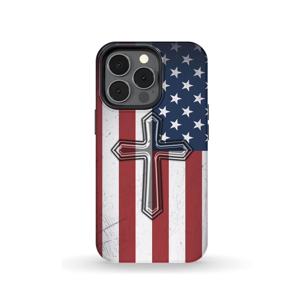 American Flag Cross Phone Case iPhone 13 Pro / Tough