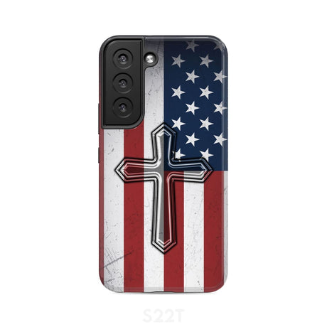 American Flag Cross Phone Case Samsung Galaxy S22 / Tough