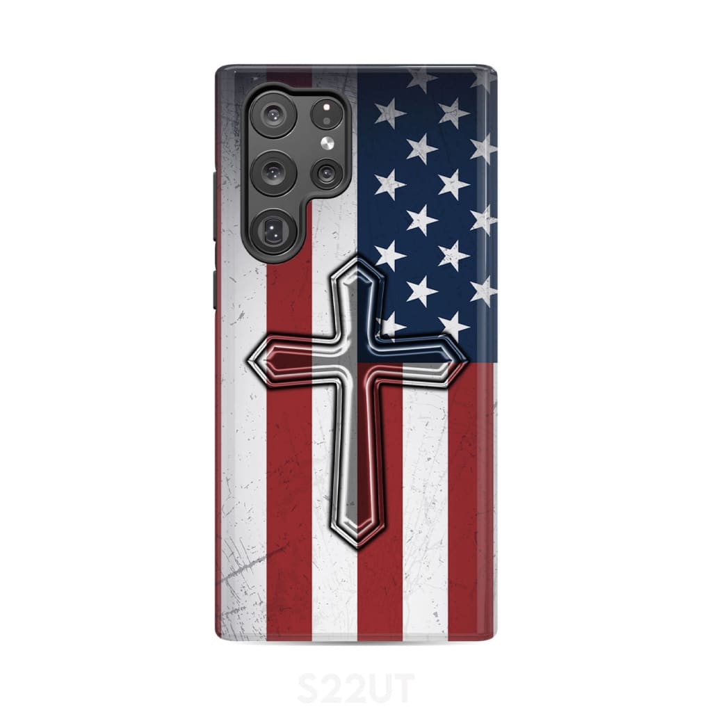 American Flag Cross Phone Case Samsung Galaxy S22 Ultra / Tough