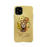Christian phone cases: God is within her she will not fall sunflower lion case iPhone 11 / Tough