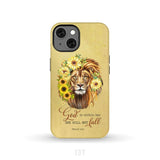 Christian phone cases: God is within her she will not fall sunflower lion case iPhone 13 / Tough