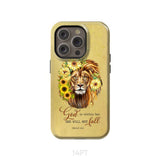 Christian phone cases: God is within her she will not fall sunflower lion case iPhone 14 Pro / Tough