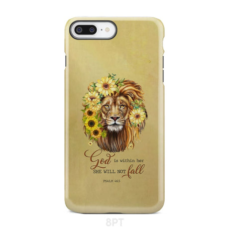 Christian phone cases: God is within her she will not fall sunflower lion case iPhone 8 Plus / Tough
